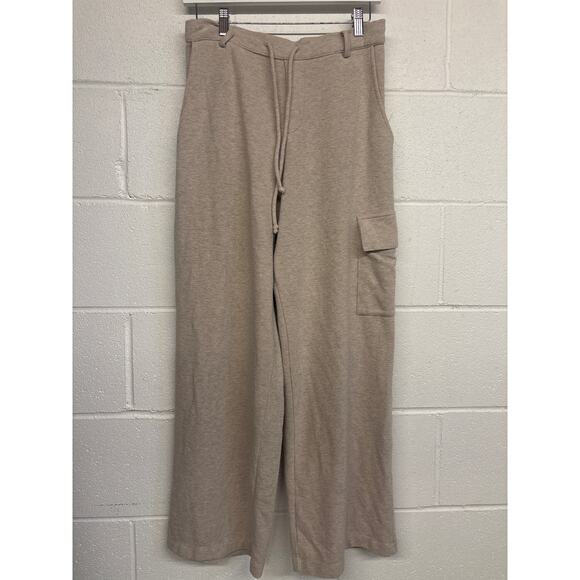 2 pc SET Donni Sz M Beige Sweater Wide Leg Cargo Casual Lounge Pants Cardigan - Picture 4 of 7